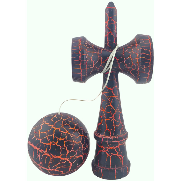 Kendama X Originala, Profesionala, Flippy, Kendama Cracked, din Lemn – 18 cm, Crack Negru/Portocaliu [4]