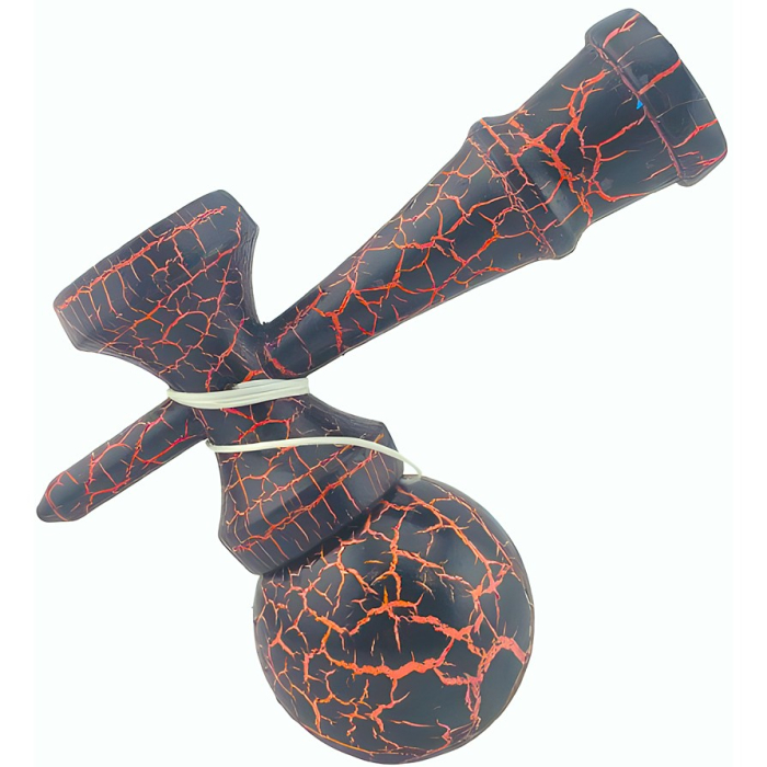 Kendama X Originala, Profesionala, Flippy, Kendama Cracked, din Lemn – 18 cm, Crack Negru/Portocaliu [3]