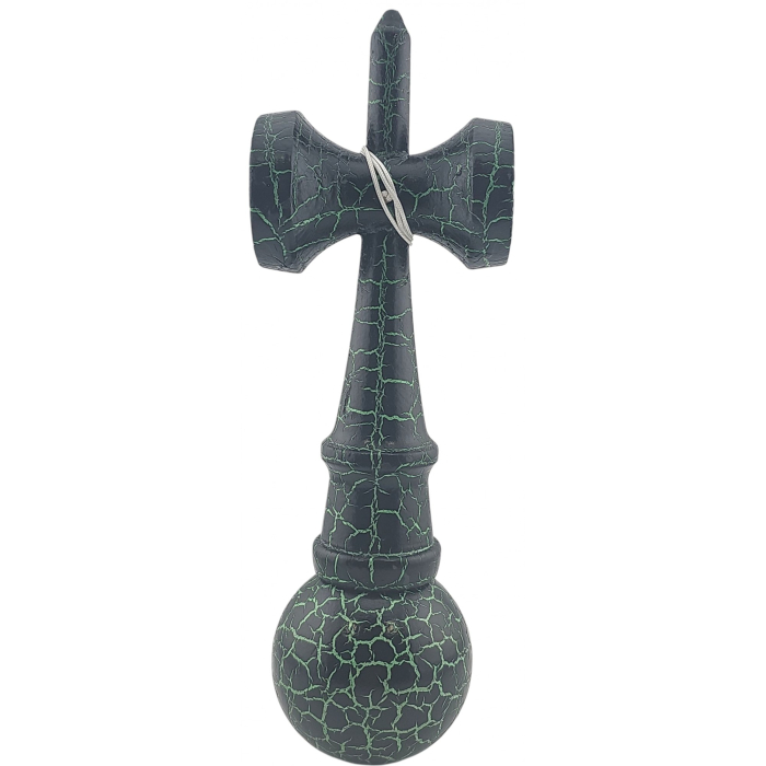 Kendama X Originala, Profesionala, Flippy, Kendama Cracked, din Lemn – 18 cm, Crack Negru/Verde [4]