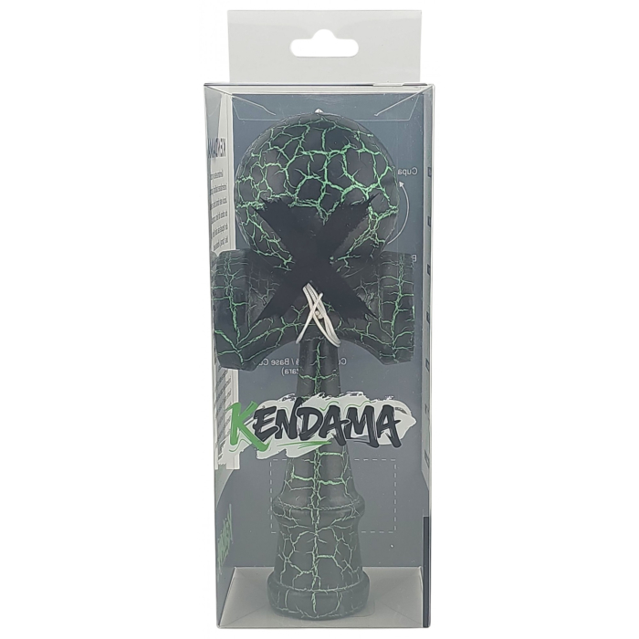 Kendama X Originala, Profesionala, Flippy, Kendama Cracked, din Lemn – 18 cm, Crack Negru/Verde [5]