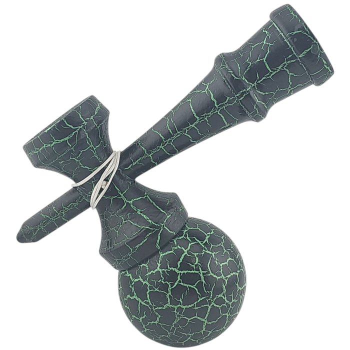 Kendama X Originala, Profesionala, Flippy, Kendama Cracked, din Lemn – 18 cm, Crack Negru/Verde [3]