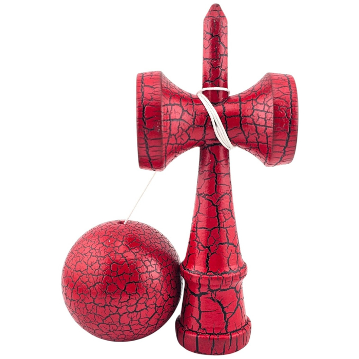 Kendama X Originala, Profesionala, Flippy, Kendama Cracked, din Lemn, 18 cm, Rosu/Negru [3]