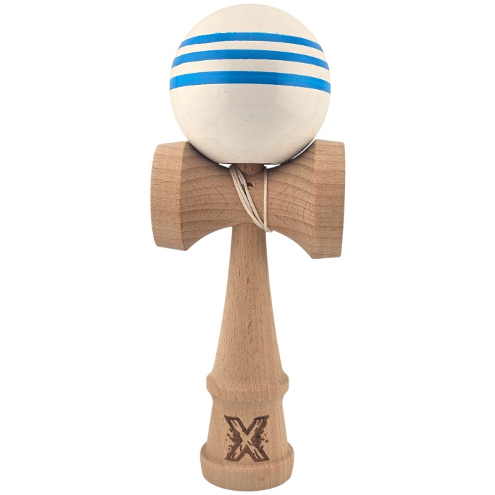 Kendama X Originala, Profesionala, Flippy, Original Super Sticky, din Lemn, 18 cm, Dark Alb/Albastru [1]