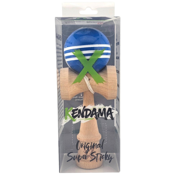 Kendama X Originala, Profesionala, Flippy, Original Super Sticky, din Lemn, 18 cm, Dark Blue/Alb [2]