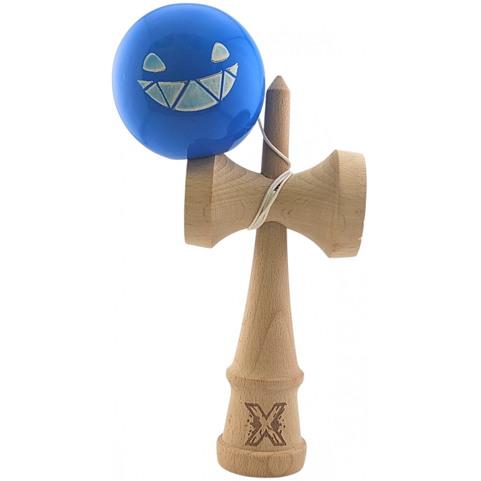 Kendama X Originala, Profesionala Limited Crazy Smile, Flippy, din Lemn, Super Stiky, 18 cm, Albastru [4]