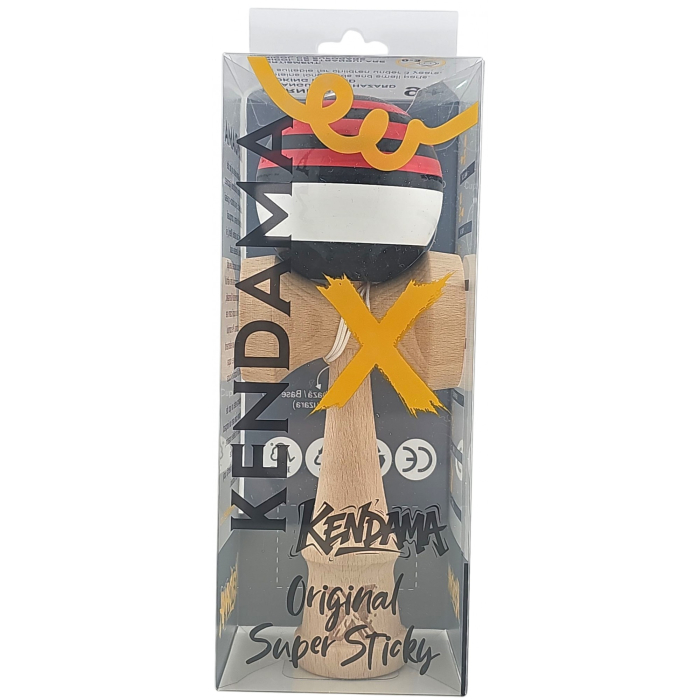 Kendama X Originala, Profesionala, Flippy, din Lemn, Super Sticky, 18 cm, Rosu/Negru/Alb [2]