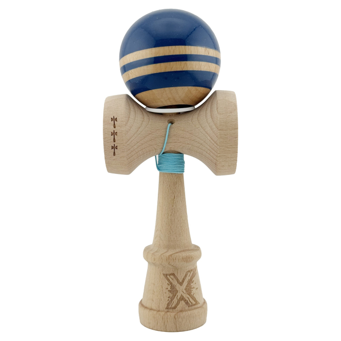 Kendama X Originala RAINBOW, Profesionala, Flippy, Cupe Mari KING SIZE V3, Super Sticky, Gaura in Baza, Rulment Metalic, din lemn 18 cm, Ata 55 cm, Albastru/Maro [2]