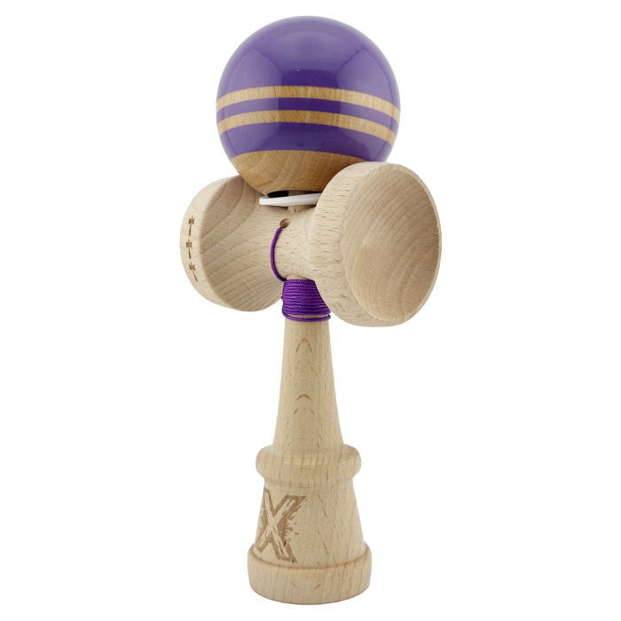 Kendama X Originala RAINBOW, Profesionala, Flippy, Cupe Mari KING SIZE V3, Super Sticky, Gaura in Baza, Rulment Metalic, din lemn 18 cm, Ata 55 cm, Indigo/Maro [3]