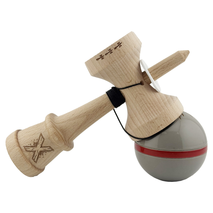 Kendama X Originala Silken, Profesionala, Flippy, Cupe Mari KING SIZE V3, Super Sticky, Gaura in Baza, Rulment Metalic, din lemn 18 cm, Ata 55 cm, Ice Gri [5]