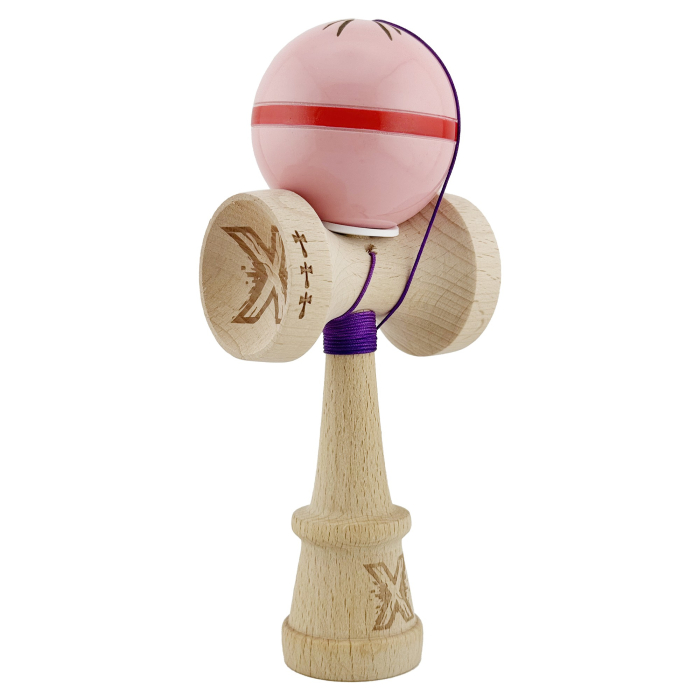 Kendama X Originala Silken, Profesionala, Flippy, Cupe Mari KING SIZE V3, Super Sticky, Gaura in Baza, Rulment Metalic, din lemn 18 cm, Ata 55 cm, Roz [3]