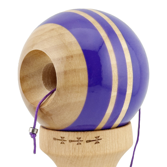 Kendama X Rainbow Originala, Profesionala, Flippy, Big Cups V2, Super Sticky cu Cupe Mari, Rulment Metalic, din lemn 18 cm, Ata 55 cm, Indigo/Maro [6]