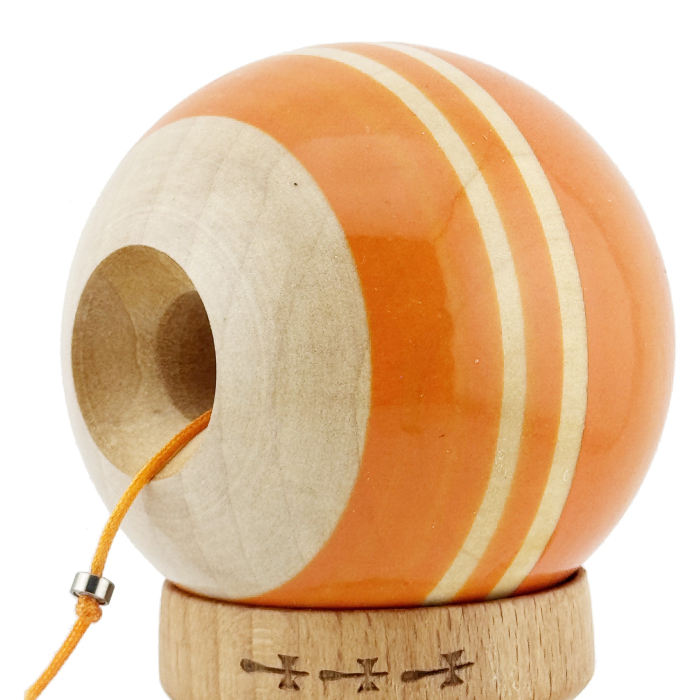 Kendama X Rainbow Originala, Profesionala, Flippy, Big Cups V2, Super Sticky cu Cupe Mari, Rulment Metalic, din lemn 18 cm, Ata 55 cm, Portocaliu/Maro [6]