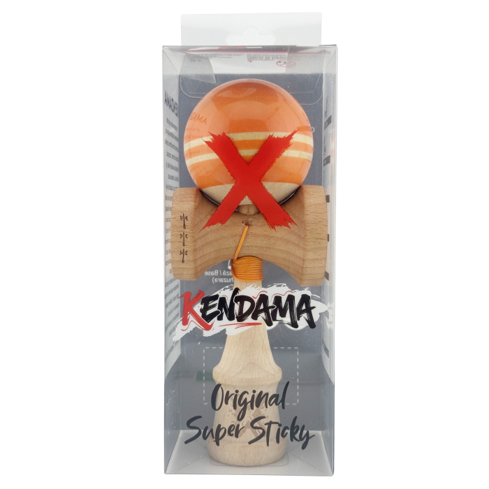 Kendama X Rainbow Originala, Profesionala, Flippy, Big Cups V2, Super Sticky cu Cupe Mari, Rulment Metalic, din lemn 18 cm, Ata 55 cm, Portocaliu/Maro [5]