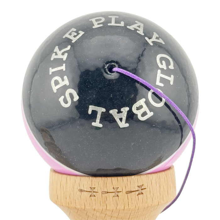 Kendama X ROYAL SPIKE Originala, Profesionala, Flippy, Big Cups V2, Super Sticky cu Cupe Mari, Rulment Metalic, din lemn 18 cm, Ata 55 cm, Negru/Roz Silver/Alb [9]