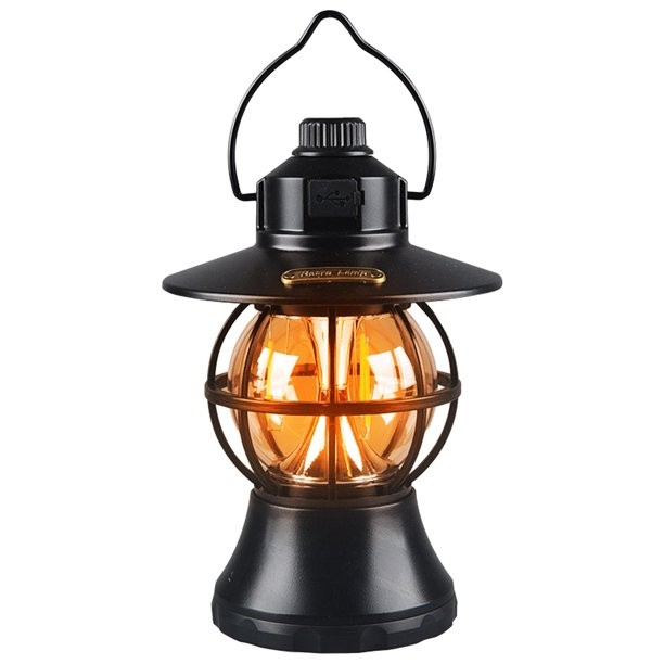 Lampă de camping retro portabilă, Felinar Vintage LED ABS, Acumulator inclus 1200 mAh, reincarcabila, 20 cm inaltime, 3 moduri de iluminare, intensitate reglabila,Lampa portabila pentru cort în aer li [4]