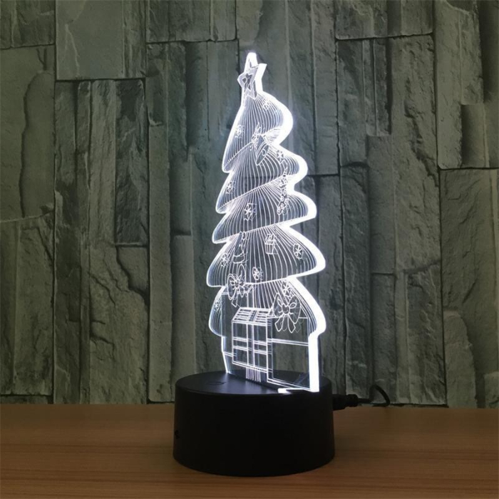 Lampa de Craciun 3D Model cu Baterii/USB Bradut Multicolor [8]