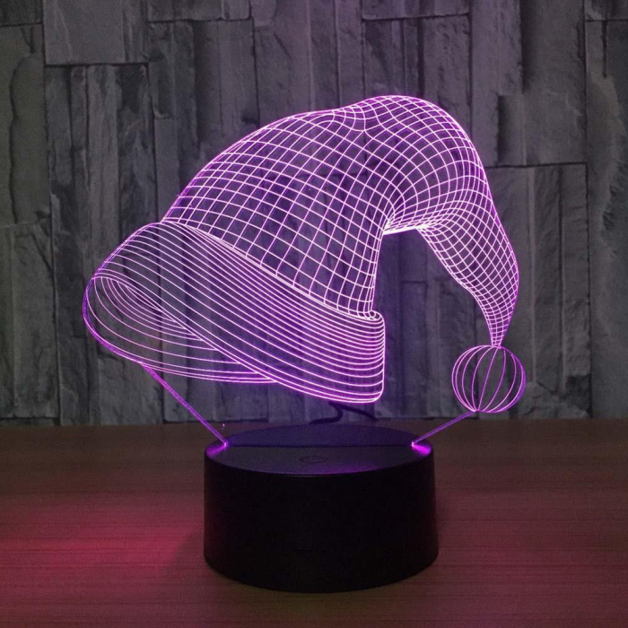Lampa de Craciun cu Telecomanda si Baterii/USB 3D Model Caciula Mosului Multicolor [3]
