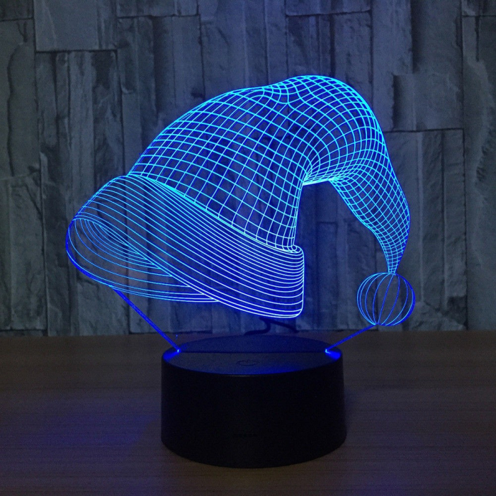 Lampa de Craciun cu Telecomanda si Baterii/USB 3D Model Caciula Mosului Multicolor [2]