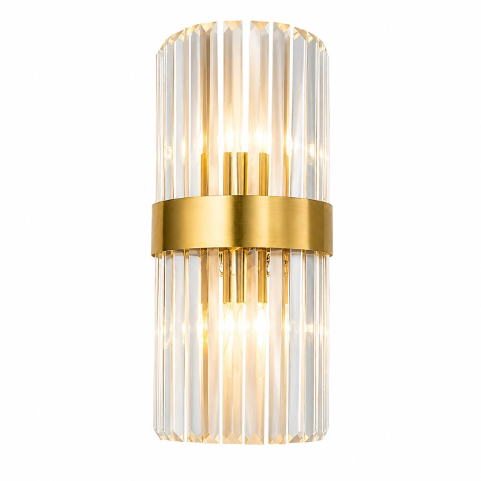 Lampa de Perete in Interior, Flippy, Lampa de Lux pentru Decor de Interior, Corp de Iluminat Tip aplica, din Inox Auriu si Cristal, Lumina Calda Rece Neutra, 35 x 18 cm, Ideal pentru Camere Mici si Me [1]