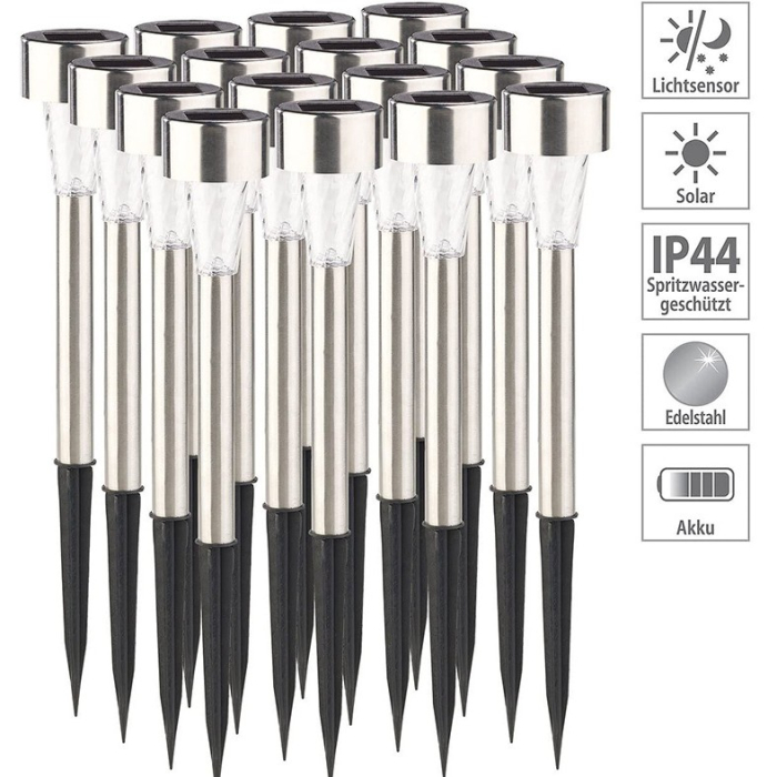 Lampa solara LED de Gradina, Flippy, Set 12 Bucati, Dispersor normal, putere 0.06W, Rezistenta IP 44, Lumina Alba Rece, 29 x 4.5 x 4.5 cm, Argintiu [9]