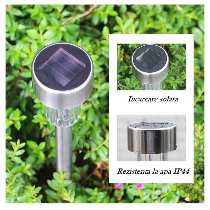 Lampa solara LED de Gradina, Flippy, Set 12 Bucati, Dispersor normal, putere 0.06W, Rezistenta IP 44, Lumina Alba Rece, 29 x 4.5 x 4.5 cm, Argintiu [7]