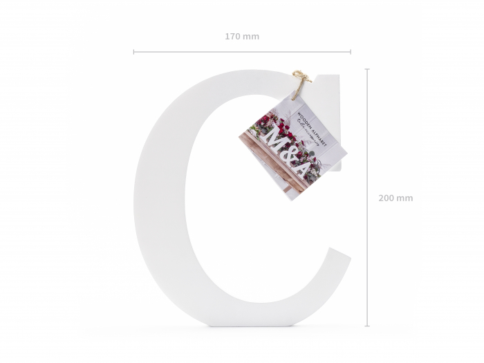 Literă lemn C, albă, 17x20cm [2]