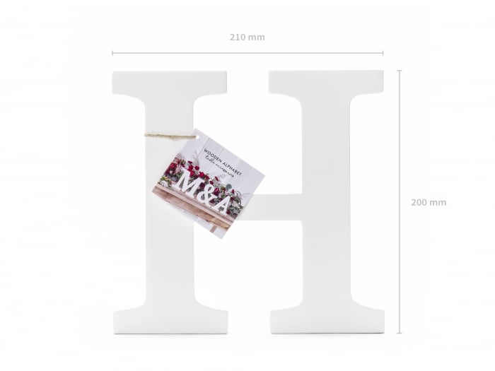 Literă lemn H, albă, 21x20cm [2]