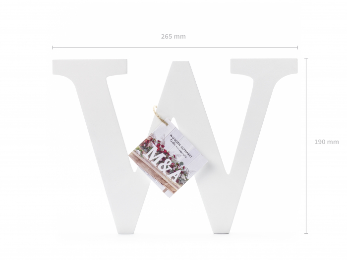 Literă lemn W, albă, 26.5x19cm [2]
