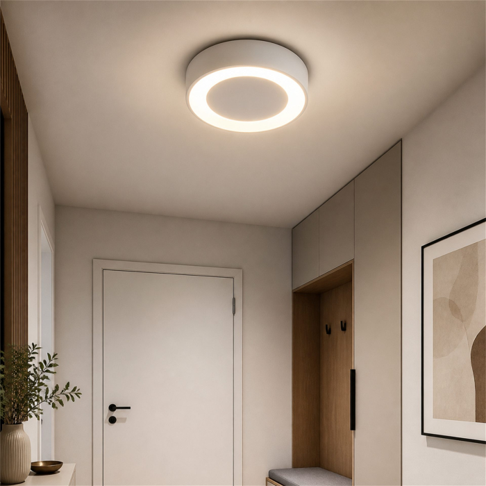 Lustra LED ALAJA, 33W, Diametru 22cm, Lumina Calda/Neutra/Rece, Alb, Metal si Acril [8]
