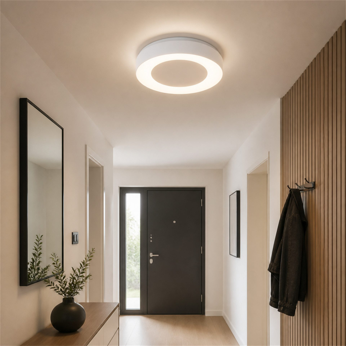 Lustra LED CELUN, 33W, Diametru 21cm, Lumina Calda/Neutra/Rece, Alb, Metal si Acril [7]