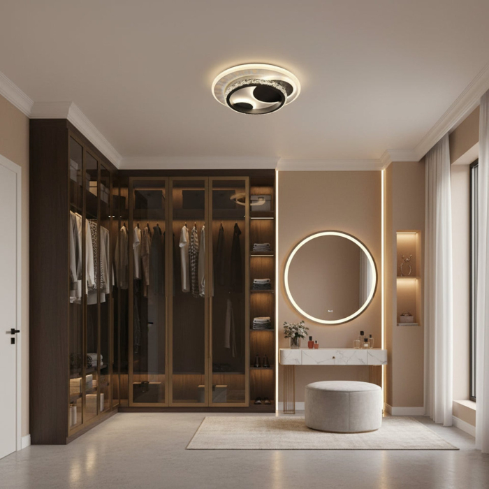 Lustra LED cu cristal ARIELLA 39W, Rotunda, Lumina Rece/Calda/Neutra, Negru [2]