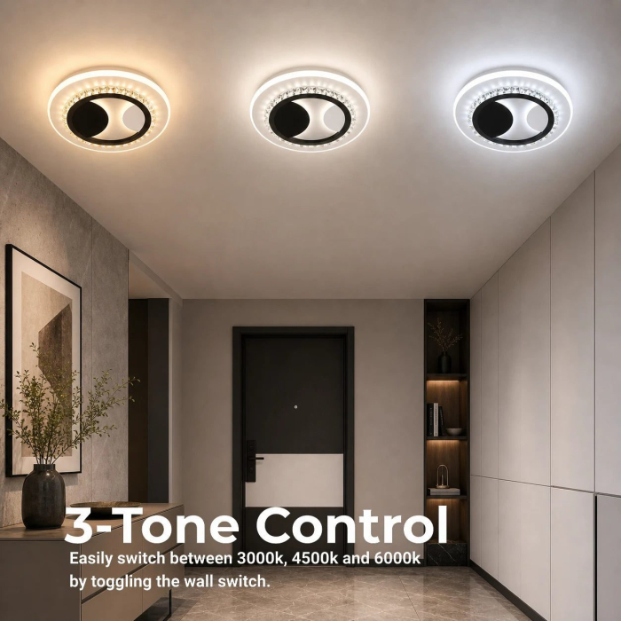 Lustra LED cu cristal ARIELLA 39W, Rotunda, Lumina Rece/Calda/Neutra, Negru [8]