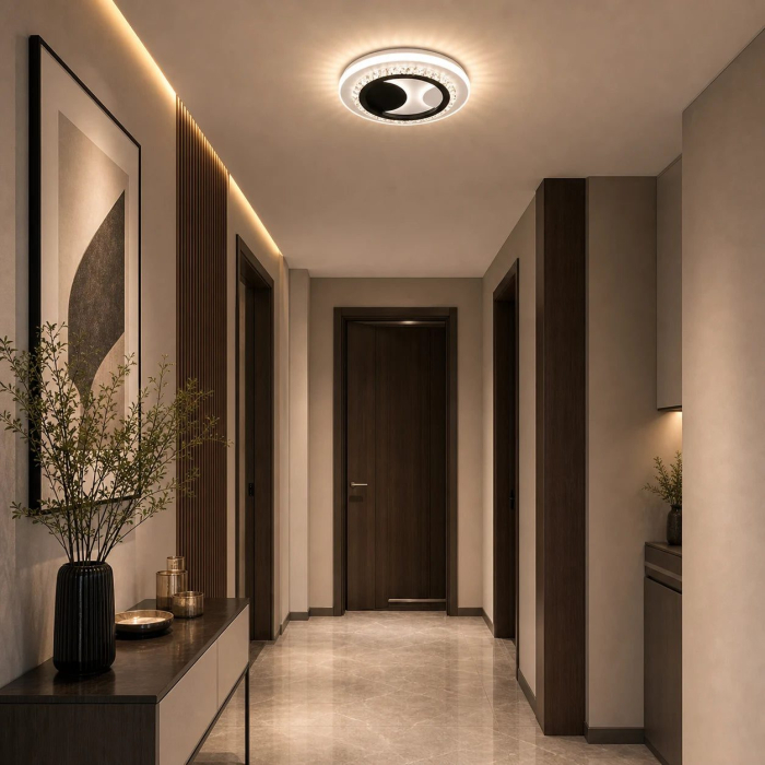 Lustra LED cu cristal ARIELLA 39W, Rotunda, Lumina Rece/Calda/Neutra, Negru [10]