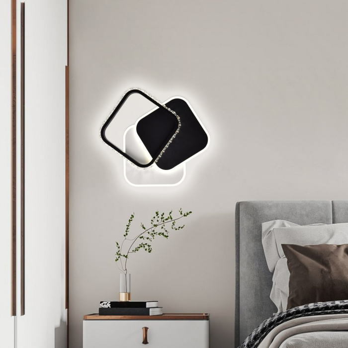 Lustra LED cu cristal PRISMIQ 39W, 3 Patrate, lumina Rece/Calda/Neutra, Negru [6]
