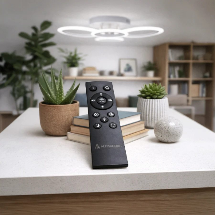 Lustra LED cu telecomanda BETTY 43W, 4 Cercuri, lumina Rece/Calda/Neutra, Dimabila, Alb [2]