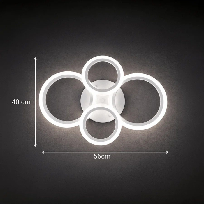 Lustra LED cu telecomanda BETTY 43W, 4 Cercuri, lumina Rece/Calda/Neutra, Dimabila, Alb [4]