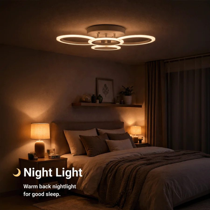 Lustra LED cu telecomanda BETTY 43W, 4 Cercuri, lumina Rece/Calda/Neutra, Dimabila, Alb [5]