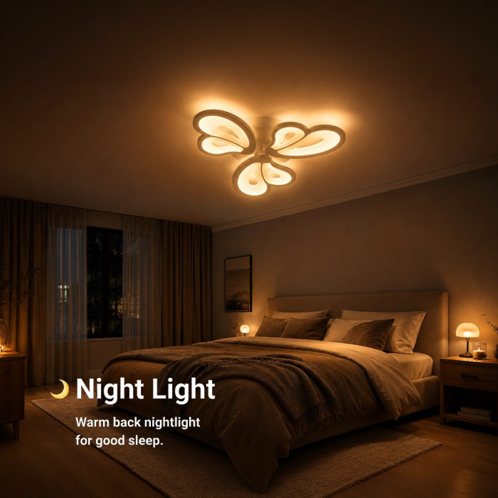 Lustra LED cu telecomanda BLOSSOM 40W, 3 Petale, lumina Rece/Calda/Neutra, Dimabila, Alb [2]