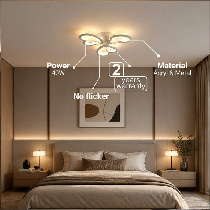 Lustra LED cu telecomanda BLOSSOM 40W, 3 Petale, lumina Rece/Calda/Neutra, Dimabila, Alb [6]