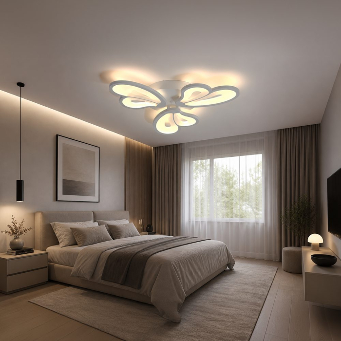 Lustra LED cu telecomanda BLOSSOM 40W, 3 Petale, lumina Rece/Calda/Neutra, Dimabila, Alb [9]