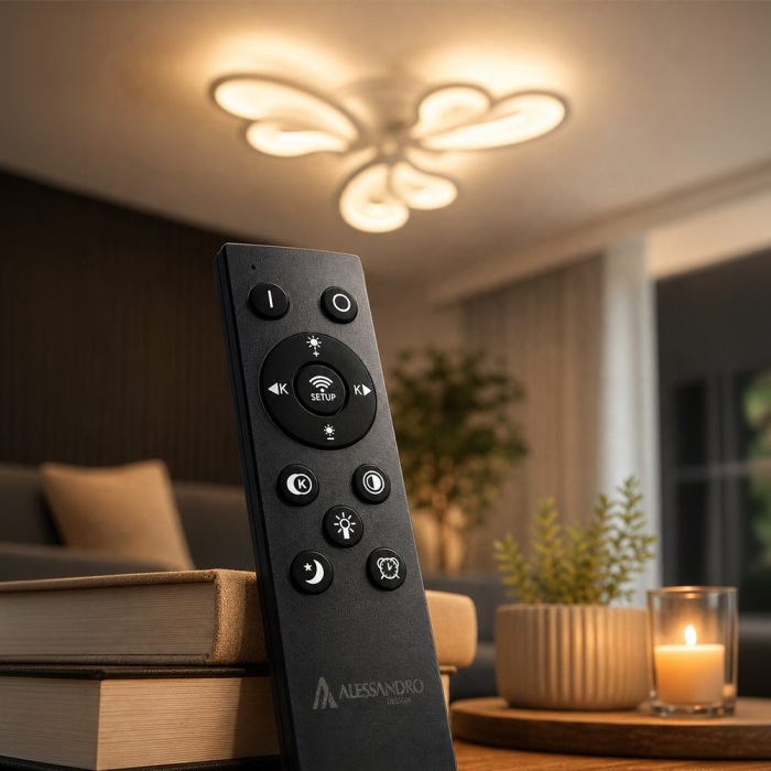 Lustra LED cu telecomanda BLOSSOM 40W, 3 Petale, lumina Rece/Calda/Neutra, Dimabila, Alb [7]