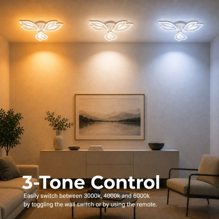 Lustra LED cu telecomanda LILY 40W, 3 Elemente, lumina Rece/Calda/Neutra, Dimabila, Alb [7]