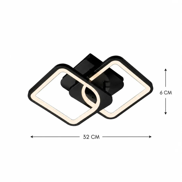 Lustra LED cu telecomanda ZOE 27W, 2 Patrate, lumina Rece/Calda/Neutra, Dimabila, Negru [6]