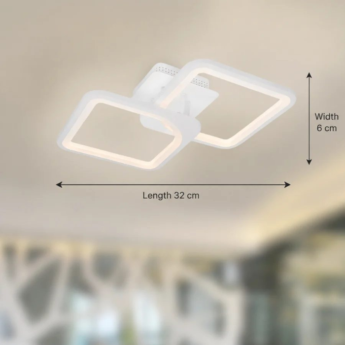 Lustra LED cu telecomanda ZOE 41W, 2 Patrate, lumina Rece/Calda/Neutra, Dimabila, Alb [6]