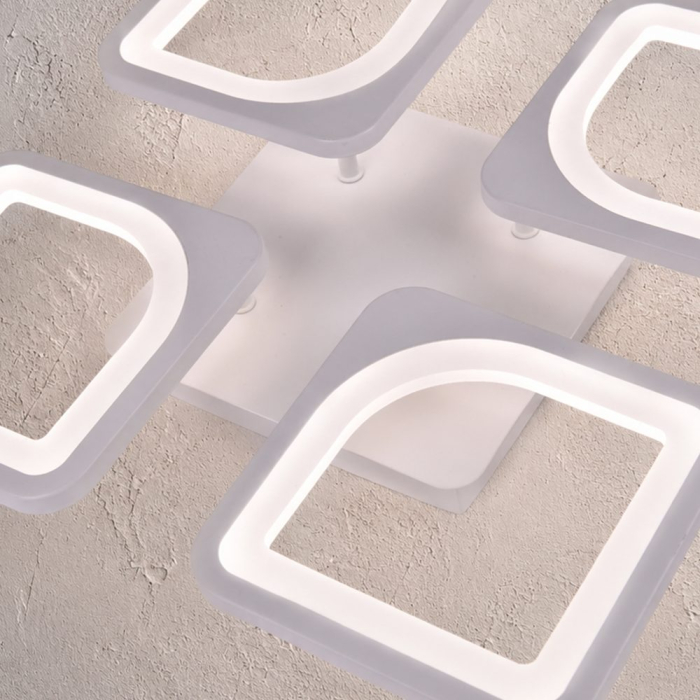 Lustra LED cu telecomanda ZOE 53W, 4 Patrate, lumina Rece/Calda/Neutra, Dimabila, Alb [2]