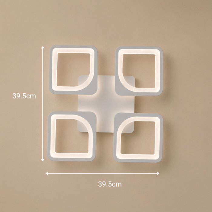 Lustra LED cu telecomanda ZOE 53W, 4 Patrate, lumina Rece/Calda/Neutra, Dimabila, Alb [7]