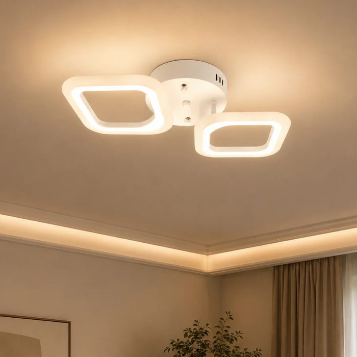Lustra LED ERIKA 27W, 2 Patrate, lumina Neutra, Alb [2]