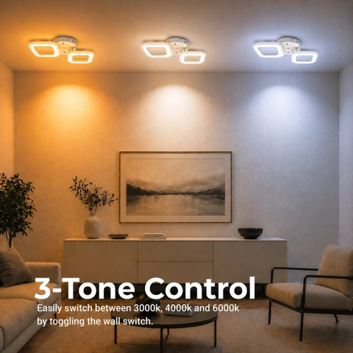 Lustra LED ERIKA 27W, 2 Patrate, lumina Neutra, Alb [3]