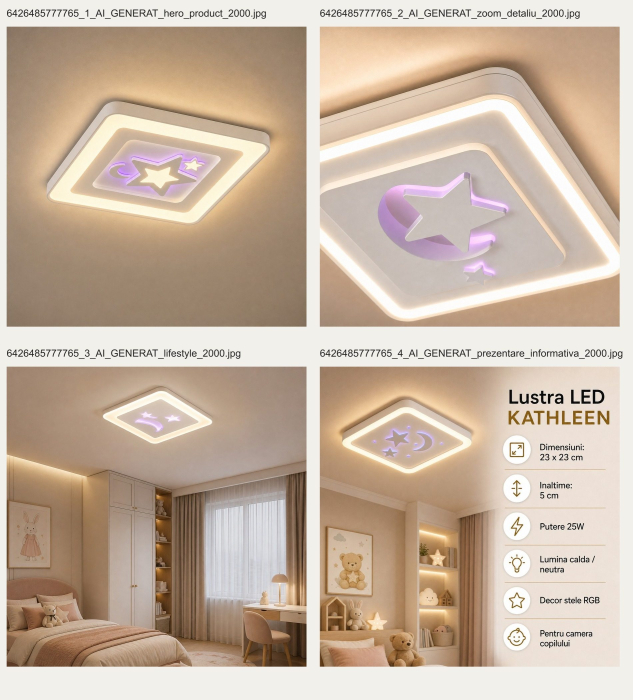 Lustra LED KATHLEEN RGB 25W, lumina Calda/Neutra, Alb [13]