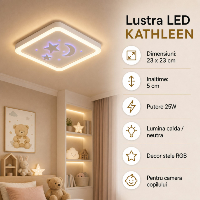 Lustra LED KATHLEEN RGB 25W, lumina Calda/Neutra, Alb [12]